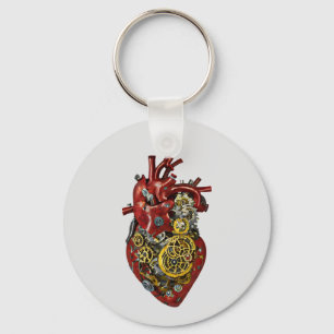 Steampunk Human Heart Anatomy Sci Fi Art  Key Ring