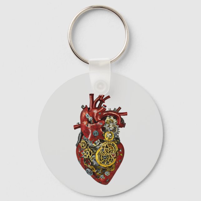 Steampunk Human Heart Anatomy Sci Fi Art  Key Ring (Front)