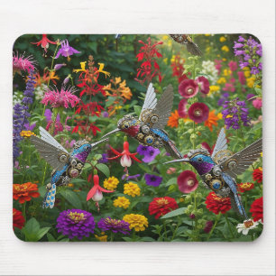 Steampunk Hummingbirds Mouse Mat