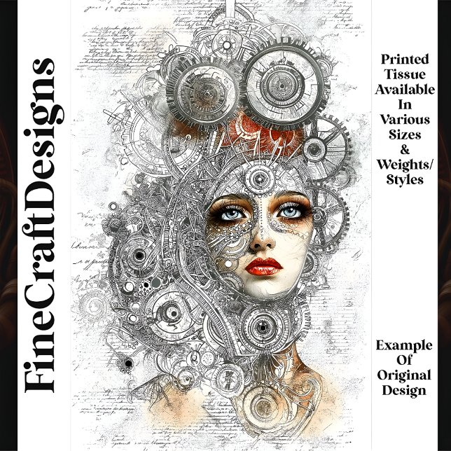 Steampunk Industrial Blueprint Style M8 Decoupage Tissue Paper (Creator Uploaded)