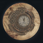 Steampunk Industrial Clock Machinery Vintage Map Paper Plate<br><div class="desc">A retro,  neo-Victorian design featuring a Steampunk-style clock gadget over an antique map background. Replace the sample text with your own for a personalised gift.</div>