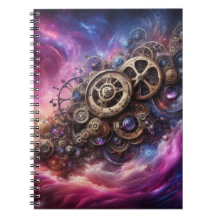 Steampunk Industrial Clockwork Purple and Pink Notebook