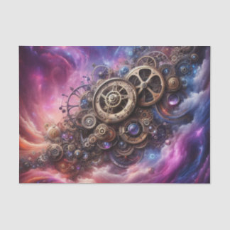 Steampunk Industrial Clockwork Purple and Pink Tissue Paper
