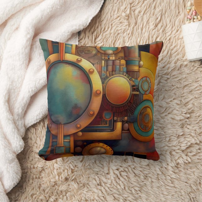 Steampunk Industrial Geometry Art Cushion (Blanket)