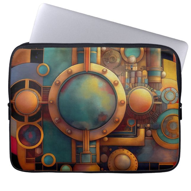 Steampunk Industrial Geometry Art Laptop Sleeve (Front)