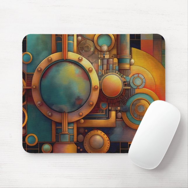 Steampunk Industrial Geometry Art Mouse Mat (With Mouse)