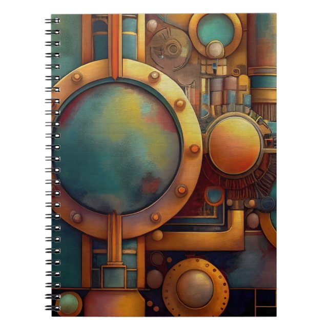 Steampunk Industrial Geometry Art Notebook (Front)