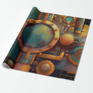 Steampunk Industrial Geometry Art Wrapping Paper