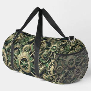 Steampunk Industrial Green Clockwork Gears Duffle Bag