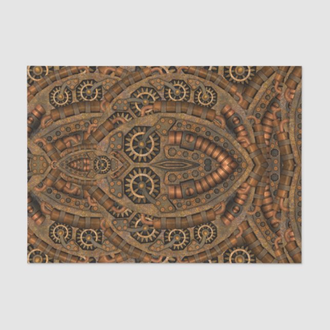 Steampunk Industrial Vintage Clockwork Tissue Paper (Front)