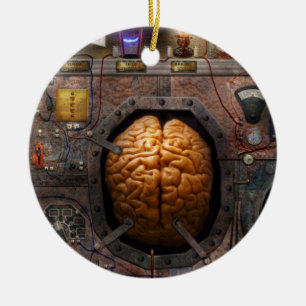 Steampunk - Information overload Ceramic Tree Decoration