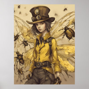 Steampunk Insect Lady Poster