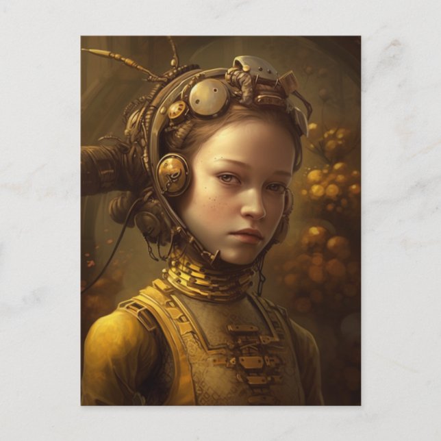 Steampunk Insect Woman  Postcard (Front)