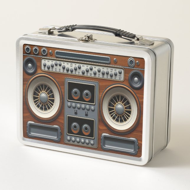 Steampunk inspired cassette radio Metal Lunchbox (Front)
