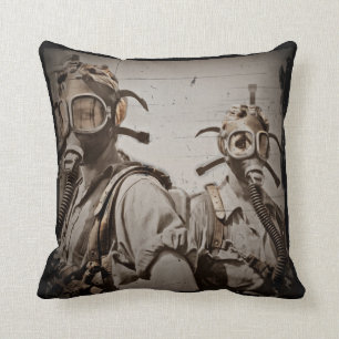 Steampunk Inspired Gas Masks Cushion