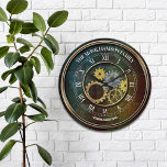 Steampunk Inspired Personalised Large Clock<br><div class="desc">Fun,  personalised design.  Makes the perfect gift for a housewarming,  wedding,  or any occasion! A fun,  metallic,  distressed steampunk inspired theme.</div>