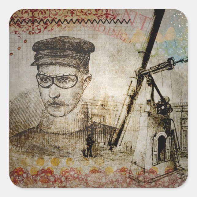 Steampunk Inventor Scientist Telescope Stickers (Front)