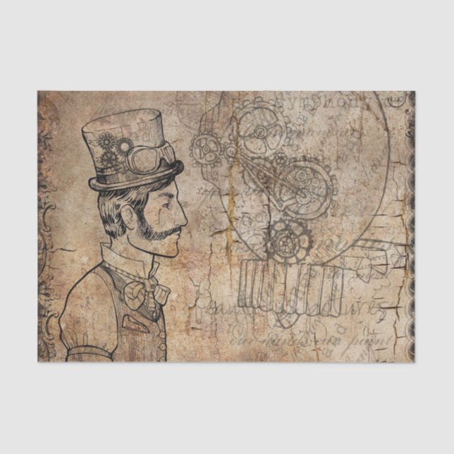 Steampunk Inventor Top Hat Father's Day Tissue Paper (Front)