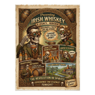 Steampunk Irish Whiskey "A Legacy Reborn" Premium Poster