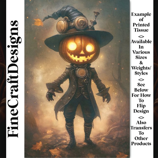 Steampunk Jack Lantern Male Wizard AB2 Decoupage Tissue Paper (Creator Uploaded)