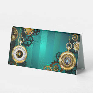 Steampunk Jewellery Watch on a Green Background