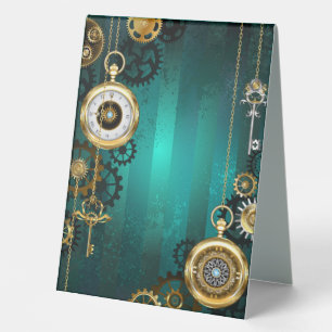 Steampunk Jewellery Watch on a Green Background