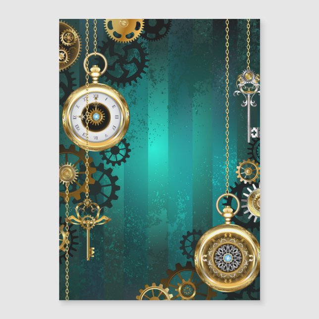 Steampunk Jewellery Watch on a Green Background (Front)