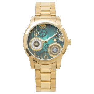 Steampunk Jewellery Watch on a Green Background