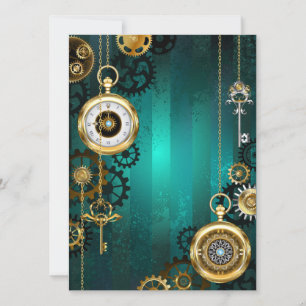 Steampunk Jewellery Watch on a Green Background