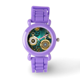 Steampunk Jewellery Watch on a Green Background