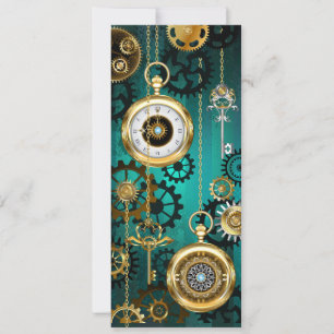 Steampunk Jewellery Watch on a Green Background
