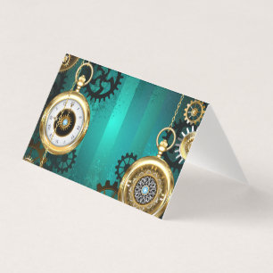 Steampunk Jewellery Watch on a Green Background