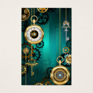 Steampunk Jewellery Watch on a Green Background