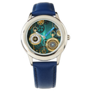 Steampunk Jewellery Watch on a Green Background