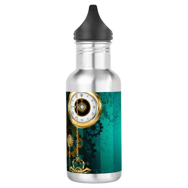 Steampunk Jewellery Watch on a Green Background 532 Ml Water Bottle (Left)