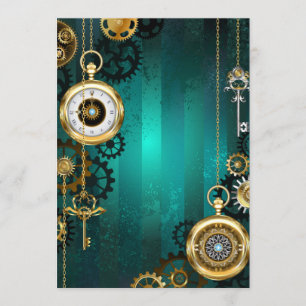 Steampunk Jewellery Watch on a Green Background Advice Card