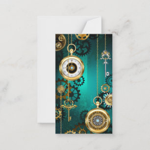 Steampunk Jewellery Watch on a Green Background Advice Card