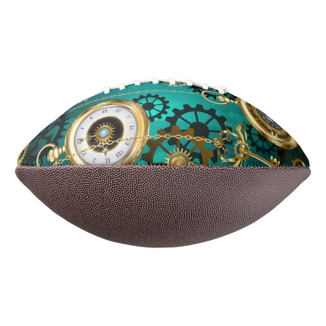 Steampunk Jewellery Watch on a Green Background American Football (Rotated 270)