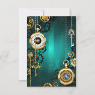 Steampunk Jewellery Watch on a Green Background Announcement