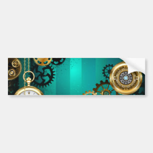 Steampunk Jewellery Watch on a Green Background Bumper Sticker