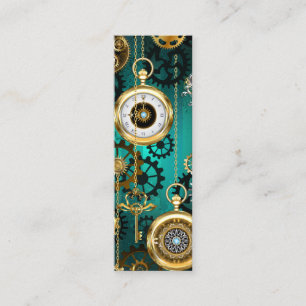 Steampunk Jewellery Watch on a Green Background Calling Card