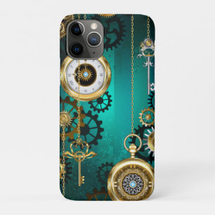 Steampunk Jewellery Watch on a Green Background iPhone 11 Pro Case
