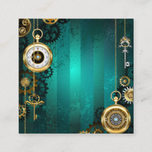 Steampunk Jewellery Watch on a Green Background Discount Card