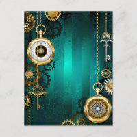 Steampunk Jewellery Watch on a Green Background