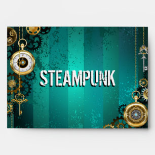 Steampunk Jewellery Watch on a Green Background Envelope