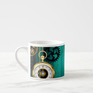 Steampunk Jewellery Watch on a Green Background Espresso Cup