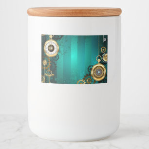 Steampunk Jewellery Watch on a Green Background Food Label