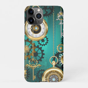 Steampunk Jewellery Watch on a Green Background iPhone 11Pro Case