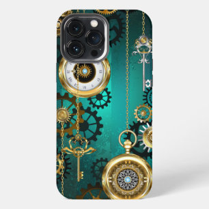Steampunk Jewellery Watch on a Green Background iPhone 13 Pro Max Case