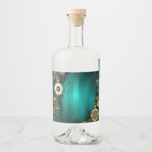 Steampunk Jewellery Watch on a Green Background Liquor Bottle Label
